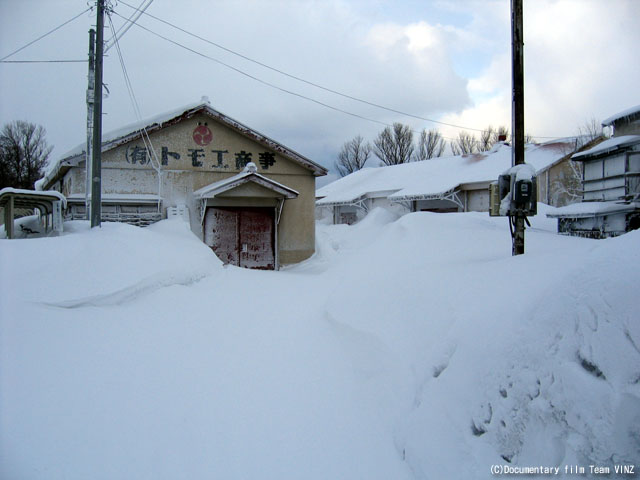 青森県　津軽　木造　雪景色